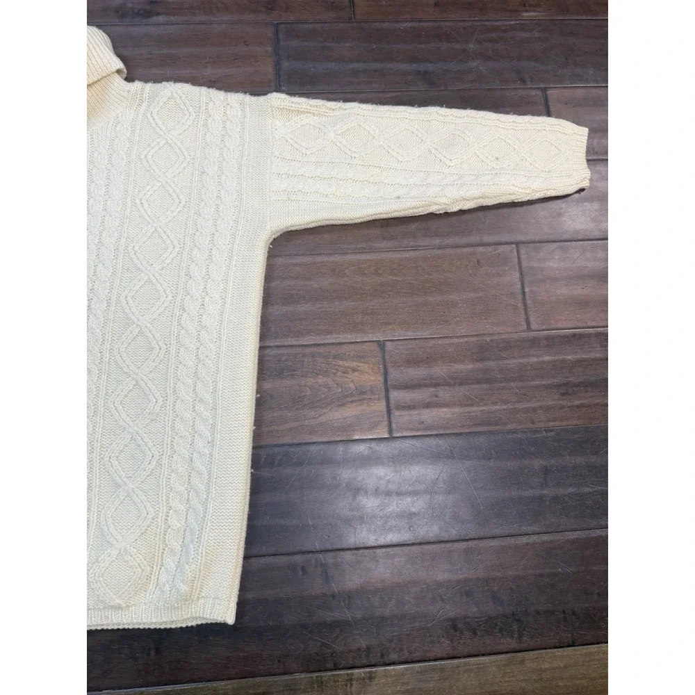 Vintage 80's Charter Club Sweater Wool Cable‎ Knit Fisherman | Cream | Medium